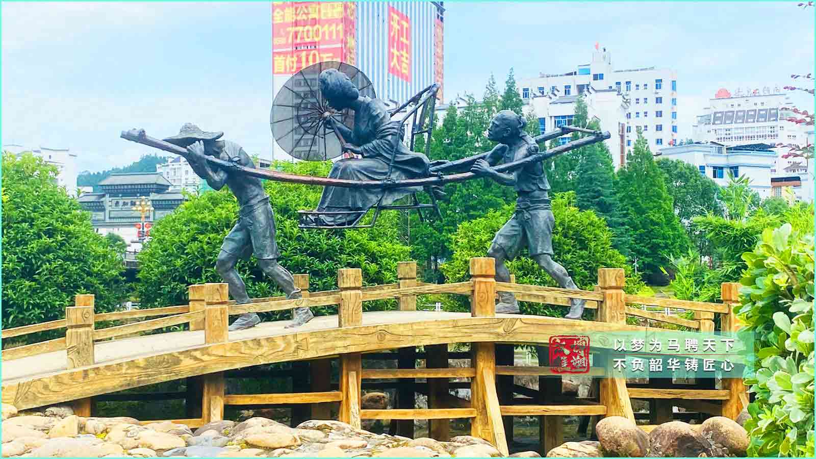 鑄銅古代民俗民風(fēng)人物雕塑,戶外景區(qū)步行街銅雕,黃銅人物雕塑定制廠家